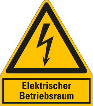 Warnschild / Warnzeichen: Elektrischer Betriebsraum, Blitzpfeil, Kunststoff, 210 mm x 240 mm, 1 Stück