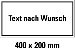 Hinweisschild mit Text nach Wunsch, Kunststoff, 200 x 400 mm