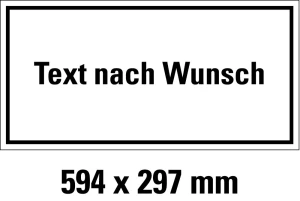 Hinweisschild mit Text nach Wunsch, Aluminium, 594 x 297 mm