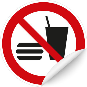 Verbotsschild: Essen und Trinken verboten, ASR/ISO, Folie selbstklebend, Ø 200 mm, 1 Stück