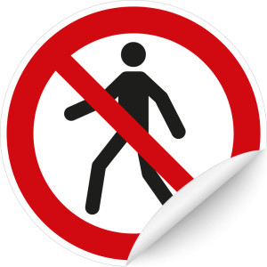 Verbotsschild: Für Fußgänger verboten, weiß-rot, ASR/ISO, Folie selbstklebend, Ø 200 mm, 1 Stück