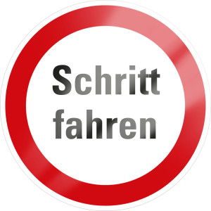Verbotsschild: Schritt fahren, weiß-rot, Aluminium, Ø 400 mm, 1 Stück