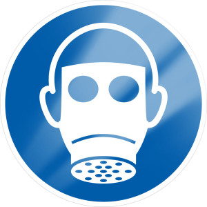 Gebotsschild: Atemschutz benutzen, blau-weiß, ASR/ISO, Aluminium, Ø 200 mm, 1 Stück