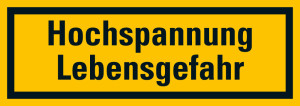 Warnschild / Warnzeichen: Hochspannung Lebensgefahr, gelb-schwarz, Folie selbstklebend, 37 x 105 mm, 1 Stück