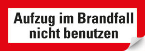 Feuerwehrzeichen: Aufzug im Brandfall nicht benutzen, Folie selbstklebend, 148 x 74 mm, 1 Stück