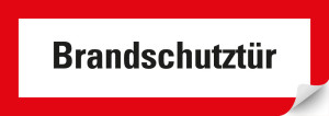 Feuerwehrschild: Brandschutztür, weiß-rot, DIN 4066, Folie selbstklebend, 210 mm x 74 mm, 1 Stück