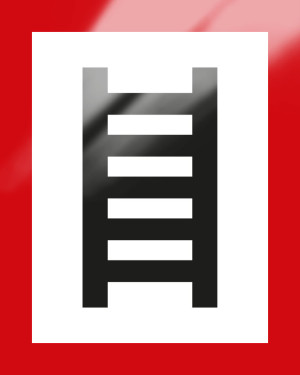 Feuerwehrschild: Stelle zum Anleitern, weiß-rot, DIN 4066, Aluminium, 200 mm x 250 mm, 1 Stück