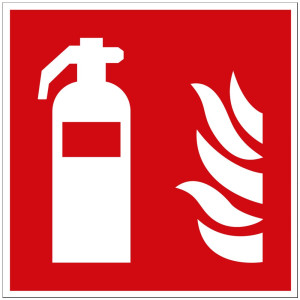 Brandschutzzeichen: Feuerlöscher, rot, ASR/ISO, Standardfolie, 300 x 300 mm
