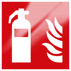 Brandschutzschild: Feuerlöscher, rot-weiß, ASR/ISO, Aluminium, 200 mm x 200 mm, 1 Stück