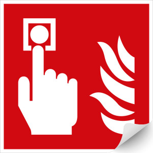 Brandschutzschild: Brandmelder, rot-weiß, ASR/ISO, Folie selbstklebend, 200 mm x 200 mm, 1 Stück