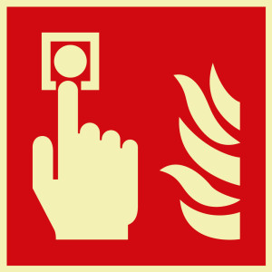 PERMALIGHT® power Brandschutzzeichen: Brandmelder, ASR/ISO, Kunststoff, selbstklebend, langnachleuchtend, 200 x 200 mm