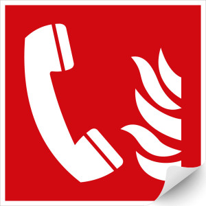 Brandschutzschild: Brandmeldetelefon, rot-weiß, ASR/ISO, Folie selbstklebend, 200 x 200 mm, 1 Stück