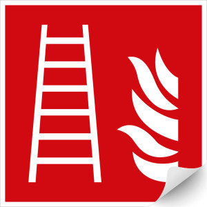 Brandschutzschild: Feuerleiter, rot-weiß, ASR/ISO, Folie selbstklebend, 200 mm x 200 mm, 1 Stück