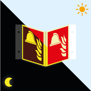 PERMALIGHT® power Brandschutz-Nasenschild: Mittel und Geräte zur Brandbekämpfung, ASR A2.3, Kunststoff lang nachleuchtend, 200 x 200 mm