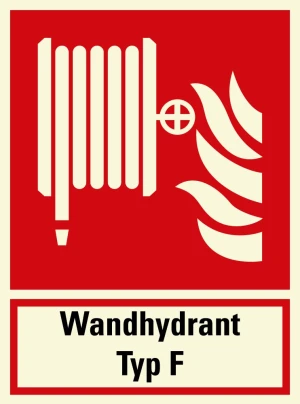PERMALIGHT® power Brandschutz-Kombischild Wandhydrant, doppelseitig, ASR, Aluminium lang nachleuchtend, 200 x 270 mm