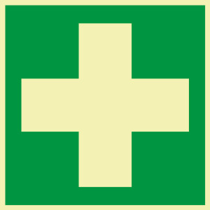 PERMALIGHT® power Rettungszeichen Erste Hilfe, ASR/ISO, Folie selbstklebend lang nachleuchtend, 50 x 50 mm, 10 St/Bogen