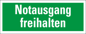 Rettungszeichen: Notausgang freihalten, Kunststoff, 297 x 105 mm, 1 Stück