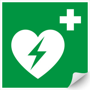 Rettungszeichen: Automatisierter externen Defibrillator, ASR/ISO, Folie selbstklebend, 200 x 200 mm, 1 Stück