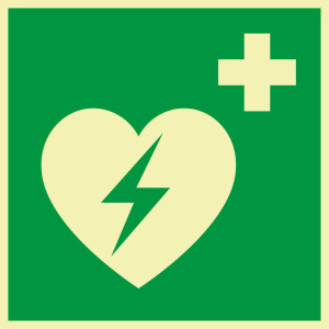 PERMALIGHT® power Rettungszeichen: Automatisierter externen Defibrillator, ASR/ISO, Kunststoff selbstklebend lang nachleuchtend, 200 x 200 mm