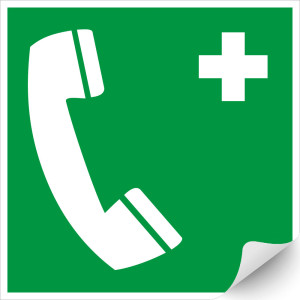 Rettungszeichen: Nottelefon, ASR/ISO, Folie selbstklebend, 200 x 200 mm, 1 Stück