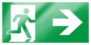 XXL-Rettungszeichen: Rettungsweg rechts mit Pfeil, grün-weiß, ASR/ISO, Aluminium-Verbund, 1200 x 600 mm, 1 Stück
