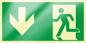 PERMALIGHT® power Rettungszeichen: Notausgang, ASR/ISO, Aluminium lang nachleuchtend, 300 x 150 mm, 1 Stück