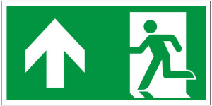 Rettungszeichen: Rettungsweg geradeaus, ASR/ISO, Aluminium 2 mm, 400 x 200 mm