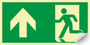PERMALIGHT® power Rettungszeichen: Notausgang geradeaus, ASR/ISO, Folie selbstklebend lang nachleuchtend , 400 x 200 mm, 1 Stück