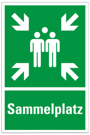 Rettungs-Kombischild Sammelstelle, ASR/ISO, Aluminium 2 mm, 400 x 600 mm