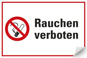 Kombi-Verbotsschild: Rauchen verboten, Piktogramm & Text, Folie selbstklebend, 300 mm x 200 mm, 1 Stück