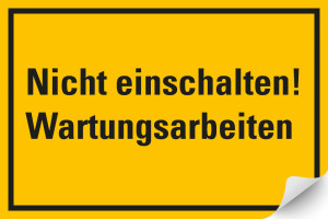 Hinweisschild Nicht einschalten! Wartungsarbeiten, gelb-schwarz, Magnetfolie, 200 x 120 mm, 1 Stück