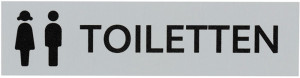 Kombi-Türschild Damen/Herren Toiletten, Piktogramm und Text, Aluminium selbstklebend, 160 x 40 mm