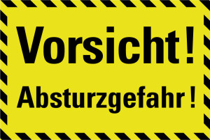 PERMALIGHT® power Hinweisschild: Vorsicht! Absturzgefahr! schraffierter Rand, Kunststoff, lang nachleuchtend, 300 x 200 mm