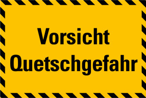 Hinweisschild: Vorsicht Quetschgefahr, schraffierter Rand, Kunststoff, 300 x 200 mm, 1 Stück