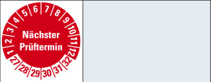 Kabelprüfplakette Nächster Prüftermin, 27 - 32, rot, Standardfolie, 50 x 20 mm, 64 St./Heft