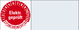 Kabelprüfplakette Elektrisch geprüft, 27 - 32, rot, Standardfolie, 100 x 20 mm, 64 St./Heft