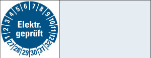 Kabelprüfplakette Elektrisch geprüft, 27 - 32, blau, Standardfolie, 50 x 20 mm, 16 St./Bogen