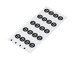 Leiterkennzeichen: Wechselstromnetz L3, schwarz-weiß, RoHS konform, Folie selbstklebend, Ø 31,5 mm, 6 St./Bogen