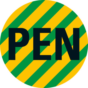 Leiterkennzeichen: Neutralleiter PEN, gelb-grün, RoHS konform, Folie selbstklebend, Ø 31,5 mm, 6 St./Bogen