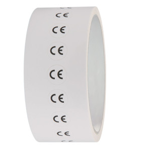 CE-Kennzeichen, RoHS konform, rund, weiß-schwarz, Folie selbstklebend, Ø 16 mm, 1000 St./Rolle