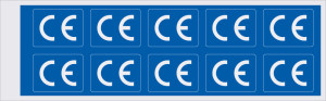 CE-Kennzeichen, RoHS konform, rechteckig, blau-weiß, Folie selbstklebend, 20 mm x 15 mm, 12 St./Bogen