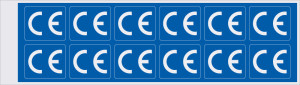 CE-Kennzeichen, RoHS konform, rechteckig, blau-weiß, Folie selbstklebend, 60 mm x 45 mm, 12 St./Bogen