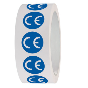CE-Kennzeichen, RoHS konform, rund, blau-weiß, Folie selbstklebend, Ø 20 mm, 1000 St./Rolle