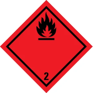 Gefahrgutzettel (Placardoppelseitig) Klasse 2.1, Vinylfolie (PVC), seewasserbeständig, 300 x 300 mm, 1 Stück