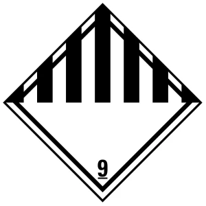 Verpackungskennzeichen Klasse 9 , versch. gefährliche Stoffe, Folie, seewasserbeständig, 100 x 100 mm, 500 St./Rolle