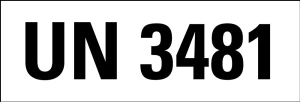 Gefahrgutaufkleber mit UN-Nummer 3481 Lithium-Ionen-Batterien in Ausrüstung, Folie stark haftend, 147 x 50 mm, 250 St./Rolle