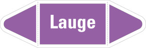 Rohrleitungsetikett: Lauge, violett-weiß, für Rohre mit Ø ab 90 mm, Standardfolie, 440 x 100 mm, 2 St./Bogen
