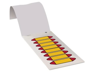 Rohrleitungseinzeletiketten zum Beschriften, gelb/rot, Folie, 17 x 75 mm, 80 St./Heft