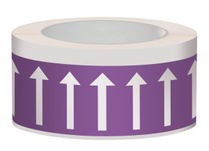 Rohrleitungsband: Fließrichtungspfeile, violett-weiß, Folie selbstklebend, 50 mm breite, 33 m/Rolle