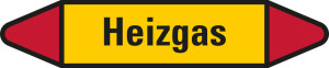 Rohrleitungsetikett: Heizgas, gelb-schwarz-rot, für Rohre mit Ø 60 - 90 mm, Standardfolie, 310 x 52 mm, 3 St./Bogen